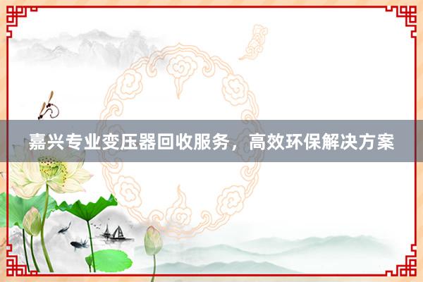 嘉兴专业变压器回收服务，高效环保解决方案